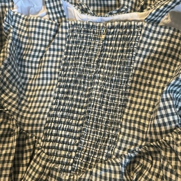 NEW Reformation Balia Midi Linen Dress in Slate Check Plaid Navy White | size 2 - Picture 14 of 16